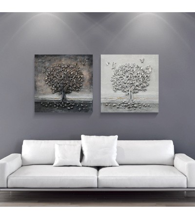 Světlo a tma - pouze bílý strom 1 ks - obraz na zeď 